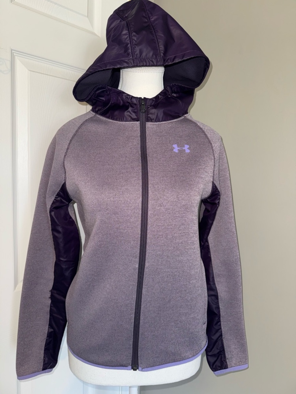 Under Armour Girls Coldgear Purple Hooded Full-Zip Performance Jacket Youth L